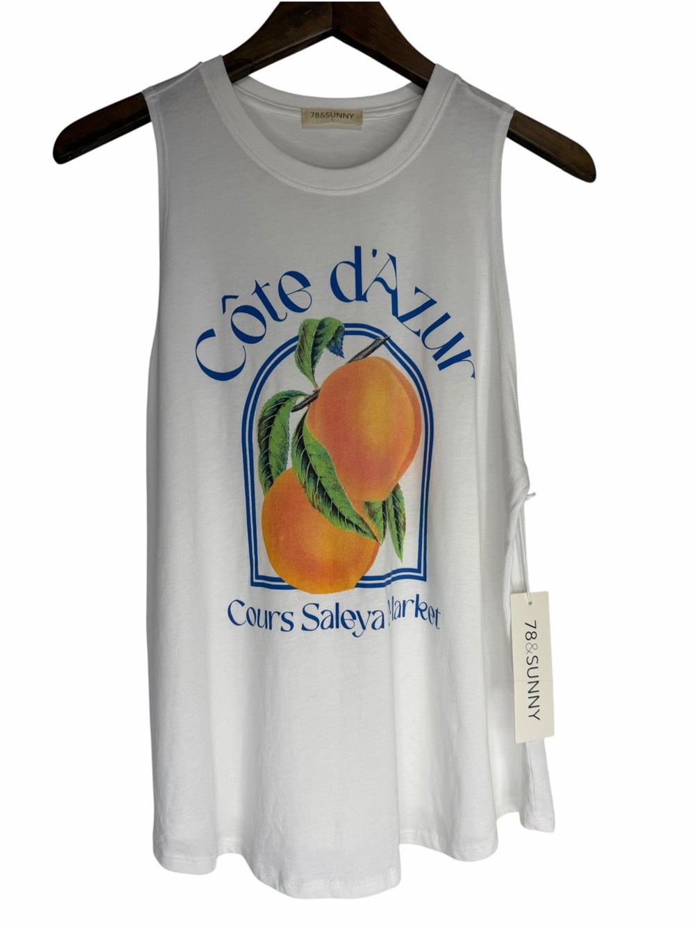 NWT 78&Sunny Grace Citrus Muscle Tank size Large French Riviera Tee Top